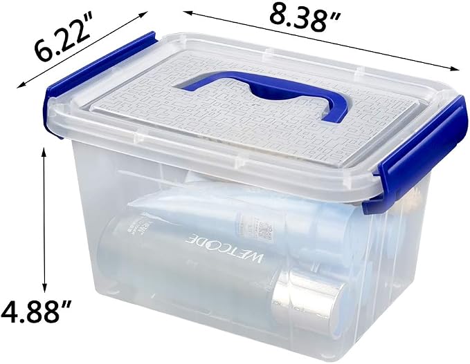 3 L Clear Storage Box, Small Plastic Storage Latch Boxes, 6-Pack