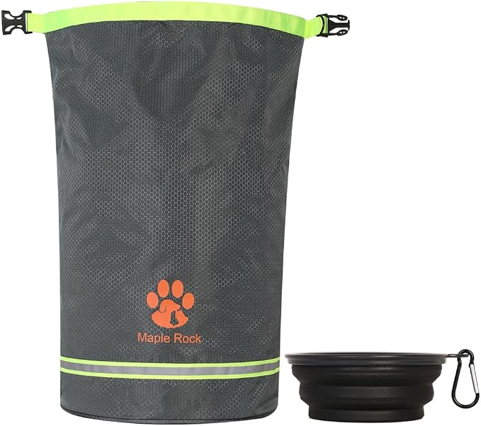 Dog Food Travel Bag - 84 Cups/26 lbs Capacity | Leak-Proof, Water-Resistant Dog Food Storage Container for Travel, Camping, RV & Outdoor | Collapsible, Easy-to-Clean Kibble Bag (Grey)