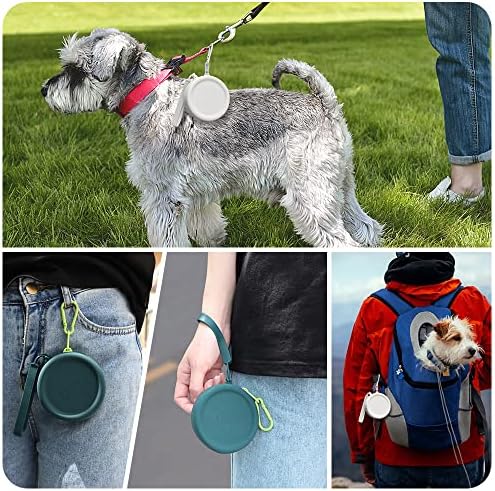 Silicone Dog Treat Pouch Small Bag,2PCS Pet Walking Bag for Dog and Cat,Pocket Size,Easy to Clean,Odorless,Zipper Design,Moisture-Proof,Travel Walking Bag,Portable Training Bag(Drak Green&White)