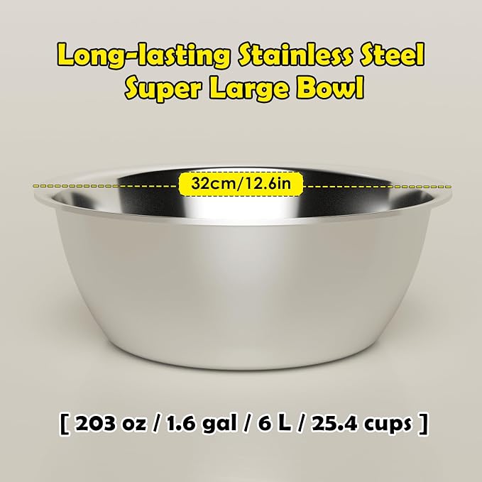 1.6Gallon Elevated Dog Water Bowl for Large Dogs, Height Adjustable (10-17.8in) Raised Stainless Steel Bowl with Spill-Proof Mat & Sturdy Metal Stand, Easy-Clean Feeder for Indoor/Outdoor Use