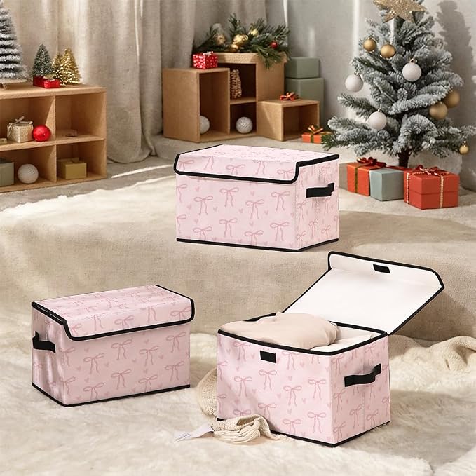 Stackable Clothes Storage Bins with Lids 3 Pack | Closet Organizers Fabric Box for Home and Office,Blanket Clothes Organizers,Under Bed Storage Containers