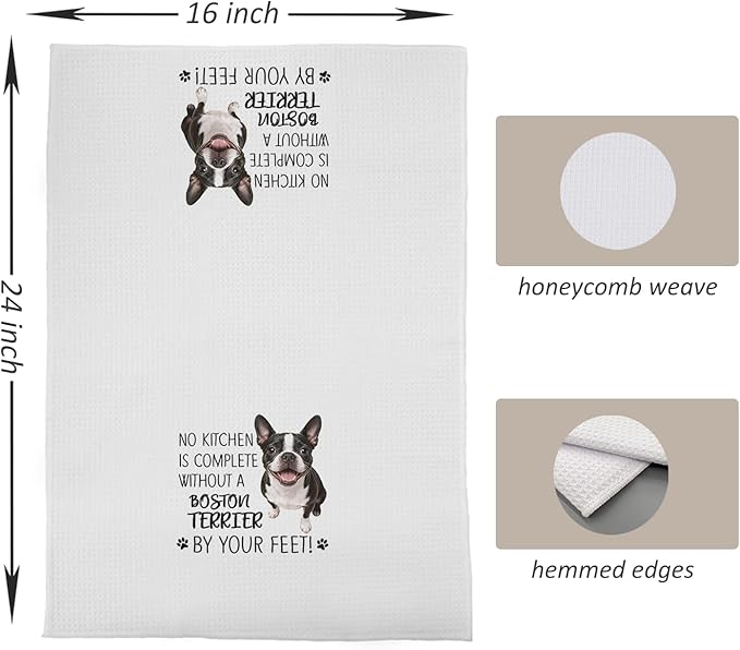Boston Terrier Dog Kitchen Towels Set - Boston Terrier Gifts for Dog Lovers Women, Dogs Hand Towels Dish Towels Decor, 16x24 Inch,Set of 2