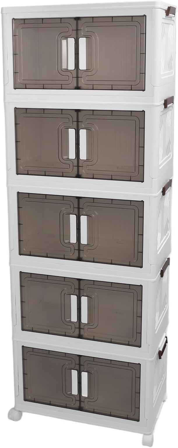 Brrnoo Multi-tier folding storage bin with wheels, 5 layers, 30x30x119 cm