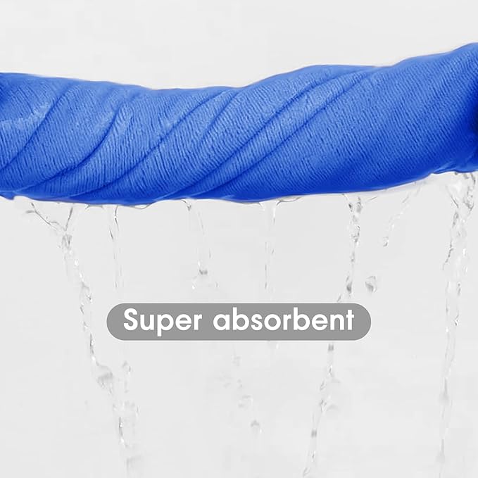 JML Large Bath Towels Set of 2, 30x60 Inches, Microfiber Body Towel with Hanging Loop - Soft Absorbent, Quick Dry, Lint-Free for Bathroom,Hotel,Gym, Yoga, Swimming, SPA, Fitness, Sport, Dark Blue