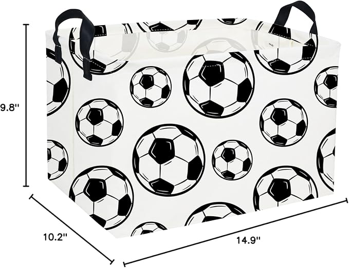 Essme Rectangular Soccer Basket Kids Storage Box,Boys Storage Bins Organizer with Handles for Room Decor, Kids Basket,Shelf Basket.(Soccers)