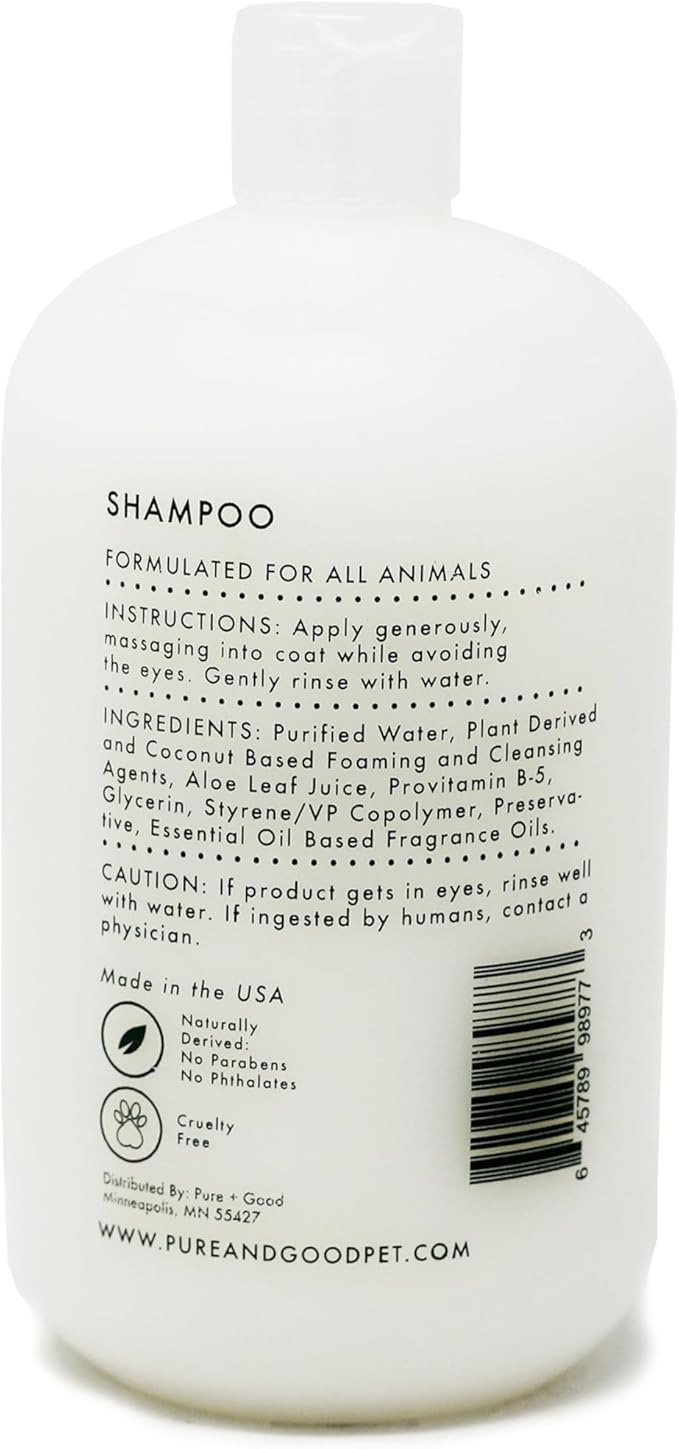 Pure + Good - Shampoo and Conditioner Set, Formulated for All Pets, Gentle and Cleansing, Made in The USA, Cruelty Free, 16 fl oz (Cedarwood + Sage)