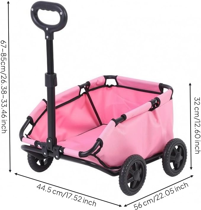 Folding Pet Transport Cart Wagon Pet Carrier Wagon Transport Cart Four-Wheel with Wheels for Outdoors