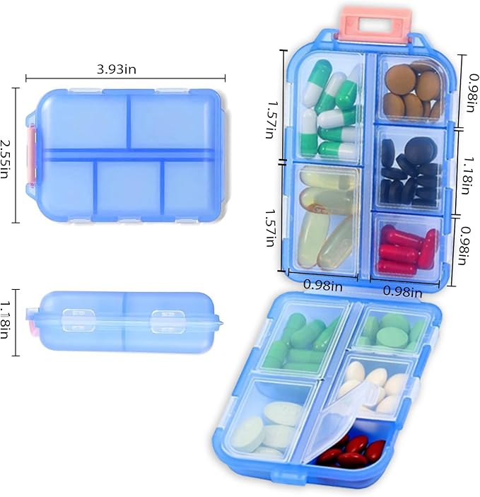 2PCS 7-Day Pill Organizer with Labels – Travel Pill Case, Daily Medication Organizer | Compact & Secure | Fits in Pocket/Purse (3.7” x 2.4”)