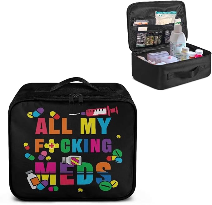 Empty First Aid Bag Black Medical Bag Empty Large Capacity for Home Office and Travel Use Lightweight Washable Soft Fabric Organizational Pouch for Emergencies