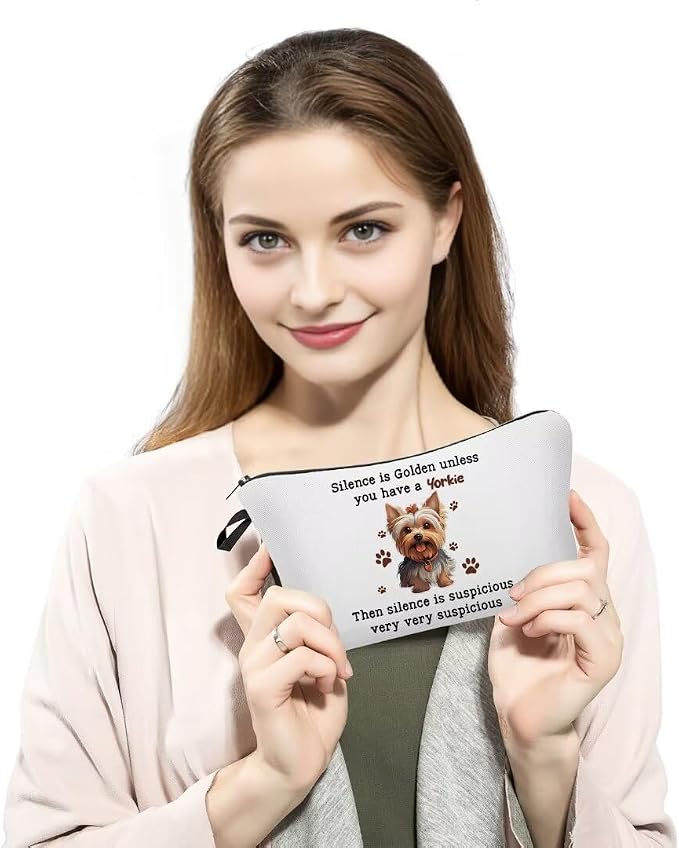 Yorkie Lover Makeup Bag Yorkie Gift For Dog Lover Yorkie Mom Gift Zipper Makeup Bag