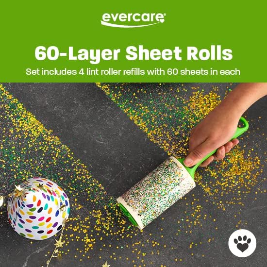 Evercare Pack of 4 Pet Extreme Stick Plus Lint Roller Refill Rolls