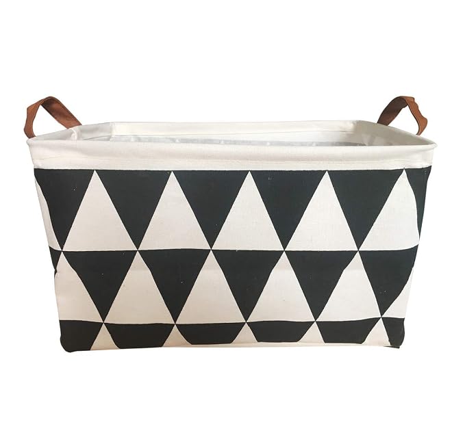 SAKUYV Canvas Storage Bins Toy Basket Collapsible Box Chest Organizer Water-Resistant Nursery for edroom, Closet, Kid's Toys, Laundry (Black-2)