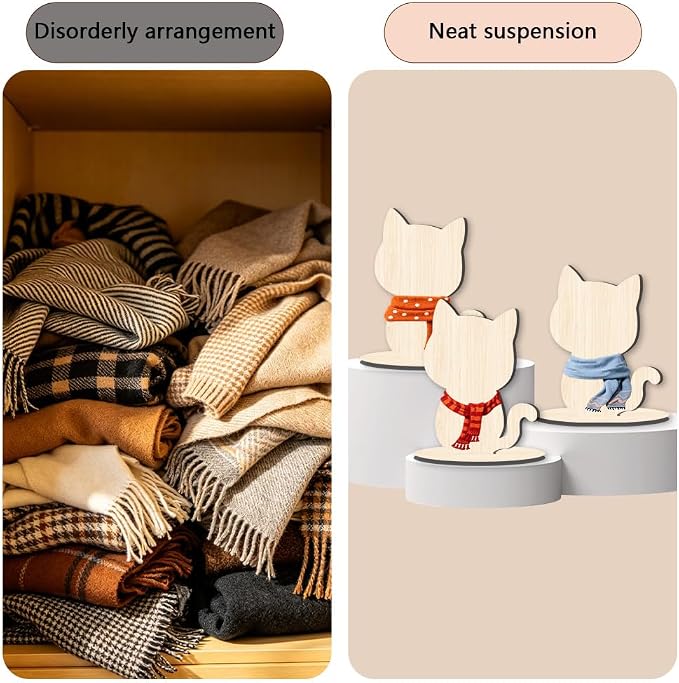 Cat Display Stand for Clothing Scarfs Bandana 11.8 x 8.7 x 0.2 Inch Cat Mannequin Display Wooden Pet Silhouette Stand for Pet Stores Shops Window Show Photography Prop Home Decorations