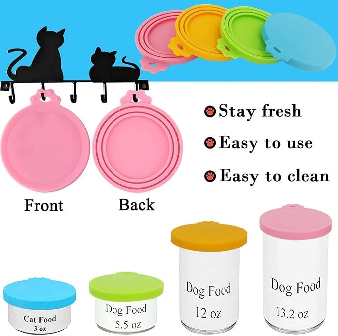 Food Can Covers | 6 Pack Silicone Tin Lids for Dog and Cat | Universal BPA Free | One Can Cap Fit Most Standard Size Canned Dog Cat Food