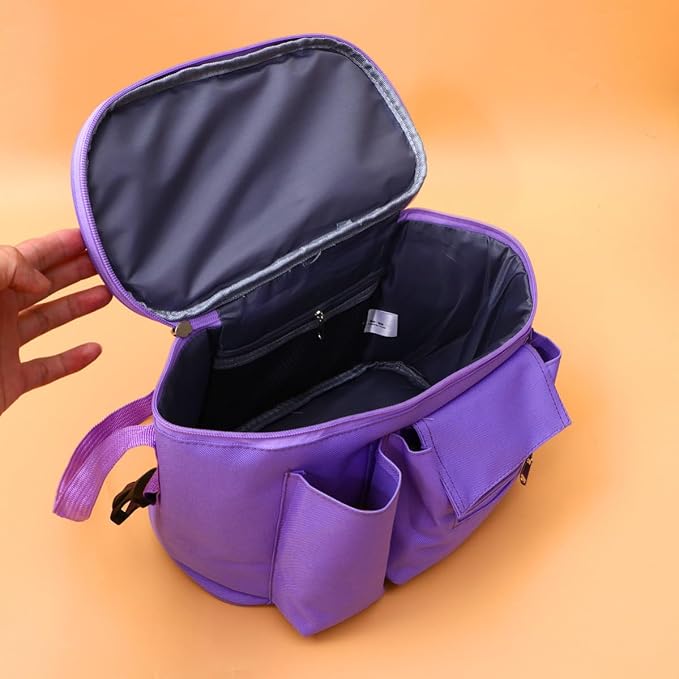 Purple Oxford Fabric Stroller Hanging Storage Bag with Multi-pocket Compact Design for Stroller and Cart Handle, Space Saving Organizer for Outgoings and Business Trips