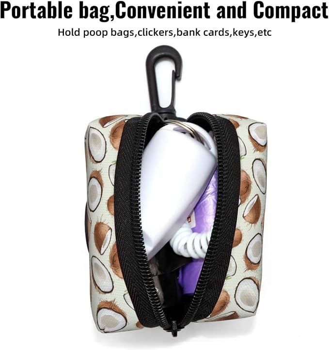 Coconut Pet Waste Bag Dispenser 0.2L | Portable Dog Poop Holder Waste Bag With Zipper Park Doggy Walking Accessory