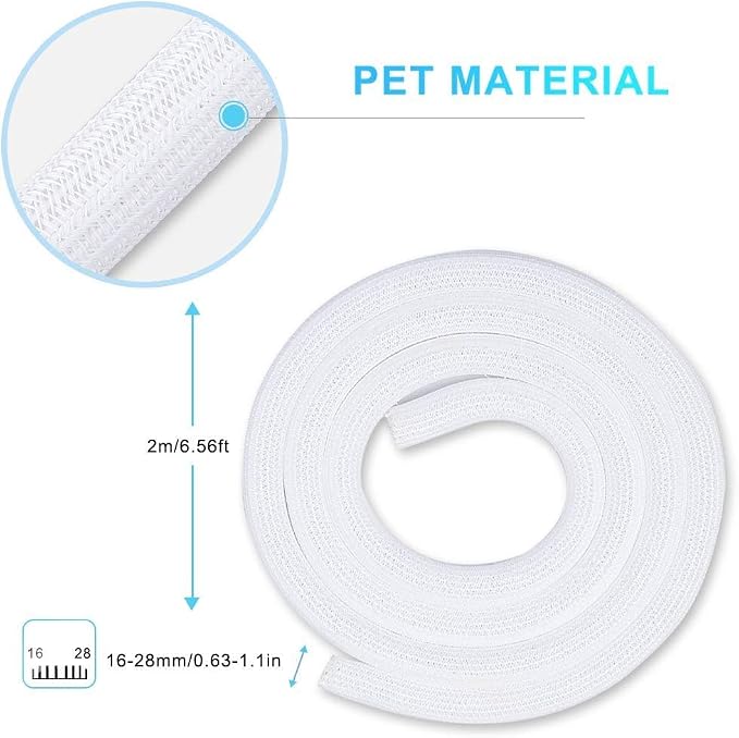 AGPTEK Cable Sleeve, 6.6ft - 2/3 inch Cable Management Cord Hider, White | Desk Cord Cover Organizer Wire Hider for Office Computer TV Wire Loom Tubing Pet-Proof Cord Protector from Cat Dog Chewing