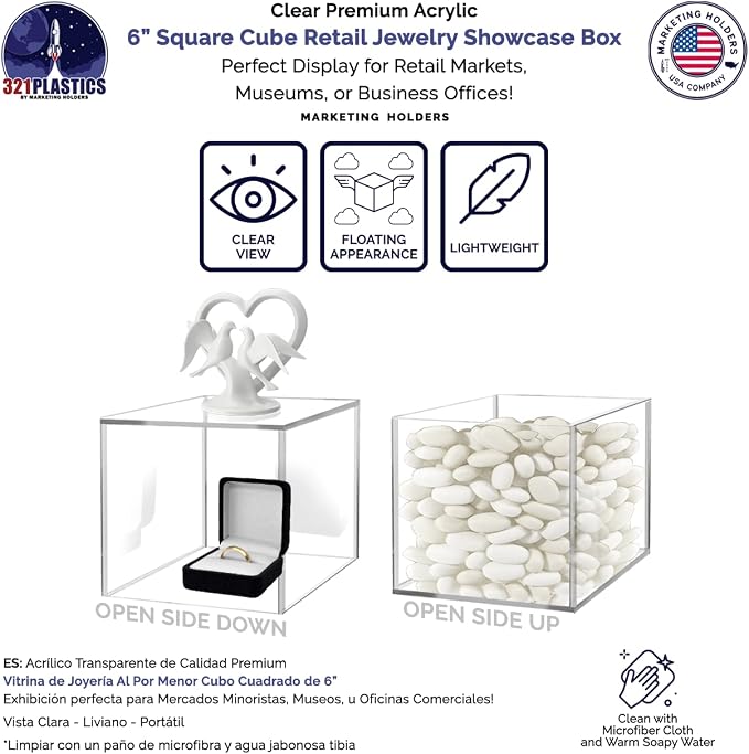 4 Pack Acrylic Cube Clear 6" Flower Vase Decorative Centerpiece Box for Homes and Weddings No Lid No Assembly by Marketing Holders