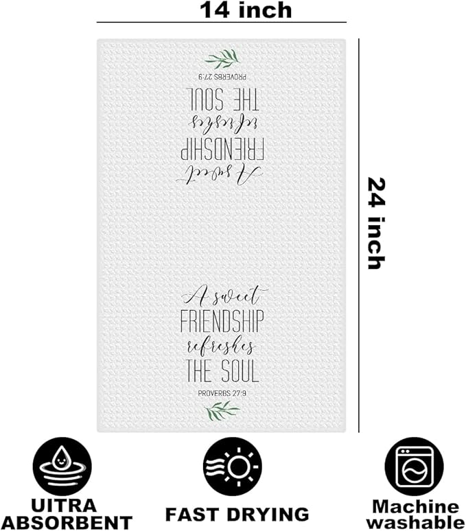 Hanamiya Na Christian Gifts for Women, A Sweet Friendship Refreshes The Soul Kitchen Towels 14x24 Inch, Gifts for Friend Women, Friendship Gift Hand Tea Towels for Kitchen Bathroom Home Decor