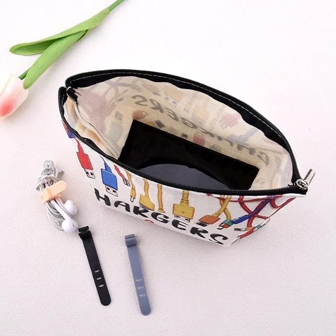 Charging Stuff Travel Bag Pouch Small Charger Cable Organizer Storage Case Ties Portable Earphone Holder Bag Charger Gift Bags Usb Cable Pouches Elastic Silicone Straps for Electronics Data Cord Wrap