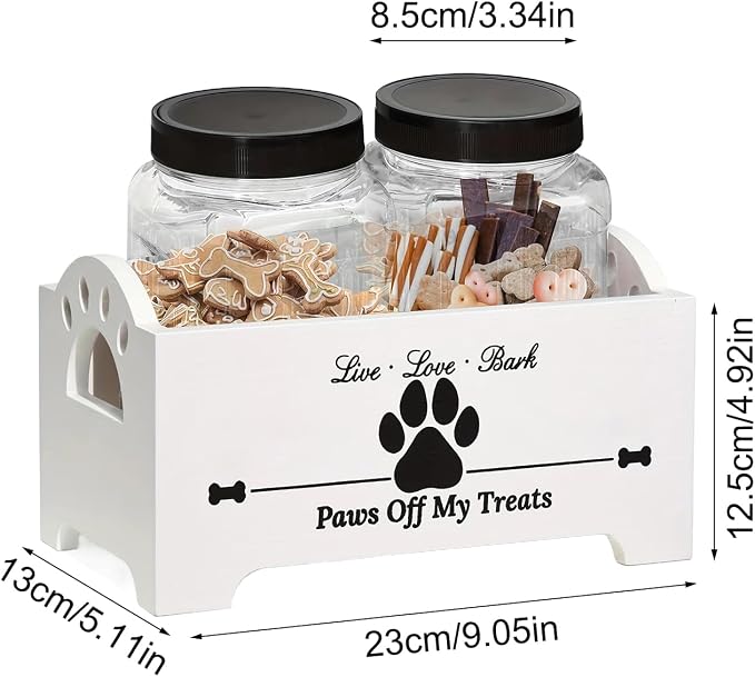 Wooden Dog Treat Container - Airtight Pet Food Storage Jar, Puppy Cookie Holder | Rustic Dog and Cat Treat Organizer for Countertop, Multifunctional Pet Snack Box, Treat Container for Dog Owners