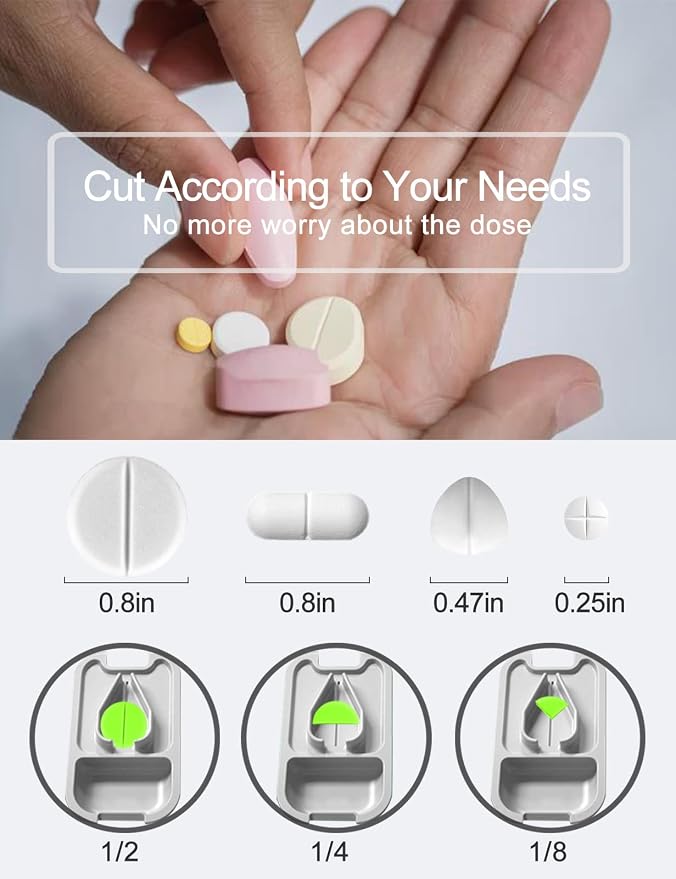 DUBSTAR Pill Cutter Splitter for Small and Tiny Large Pills Pink ＆ Pink | Pill Cutters with Removable Silicone Pad, Tablet Splitters Cuts Vitamins Tablets for Purse Pocket