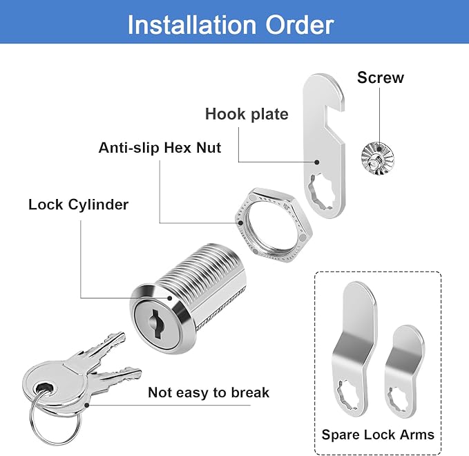 Cylinnda Cabinet Locks with Keys, 1-1/8" Cam Locks Keyed Alike, Quality Cabinet Cam Lock for RV Storage Locks Drawers Mailbox Toolbox Lock Replacement Set, Zinc Alloy (3 Pack, 1-1/8 Inch)