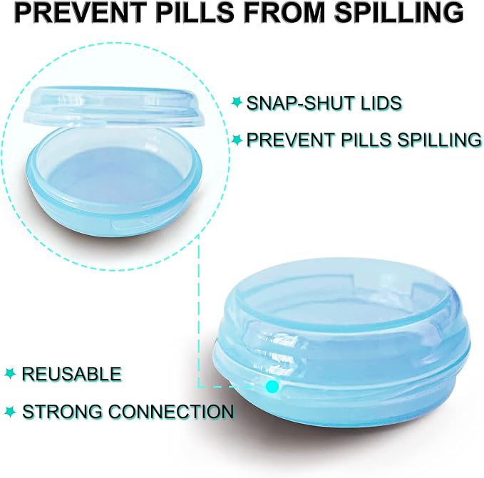 UHOUSE Small Pill Box (6 PCS), Daily Mini Pill Organizer Portable for Purse Pocket,Travel Pill Case Medicine Storage Container Earplug Case(Blue 6 PCS)