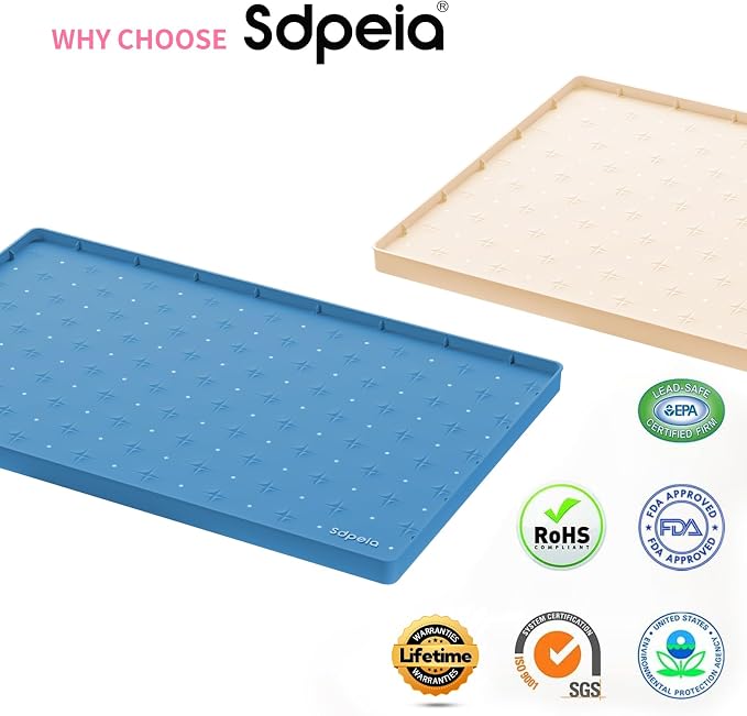 Sdpeia Under Sink Mat 22"×19" Waterproof Silicone Cabinet Liner & Sink Protector for Kitchen & Bathroom, Multi-Purpose Organizers Tray for Pets, Laundry, Cat Litter Mat