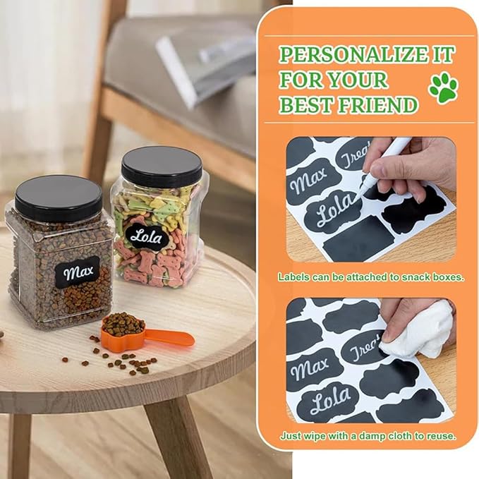 Pet Food Storage Canister with 3 Jars for Kitchen Countertop | Works as dog treat container, ideal for puppy use, sleek black appearance for home kitchen storage