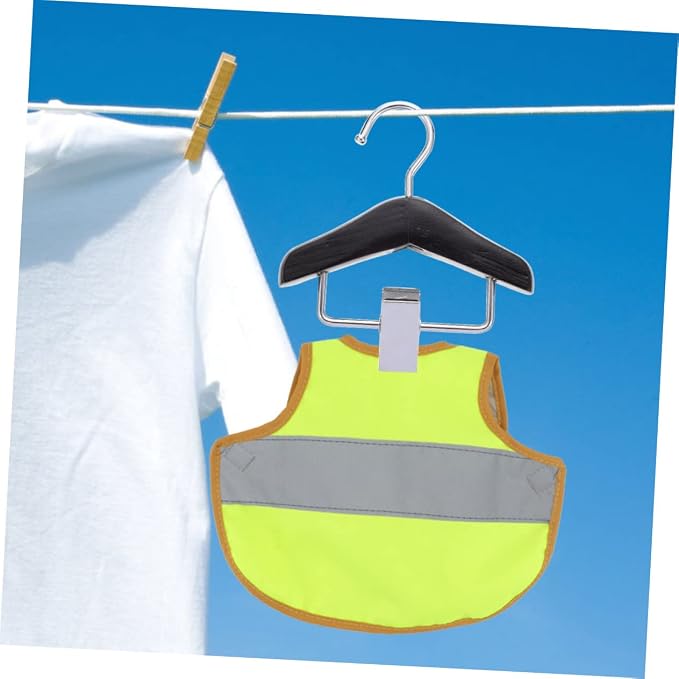 Mikikit 2Pcs Wooden PET Clothes Hangers for Dogs and Cats Adjustable Skirt Clips Closet Organizers for PET Apparel