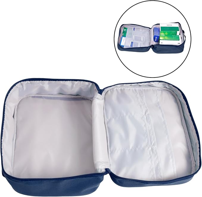Faylapa First Aid Kit Empty Bag, 9.8x8.3x4.7 Inches Travel Empty First Aid Kit Pouch for Emergency at Home, Office, Car, Outdoors, Boat, Camping, Hiking(Bag Only, Navy Blue)