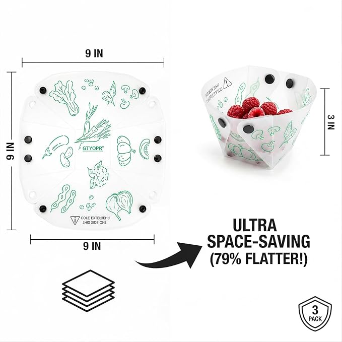 GTYOPR® Space-Saving Bowls 3-Pack - Collapsible, Leakproof, Lightweight Food-Grade PP | Ideal for Camping, Hiking, Boating, RV (Small)