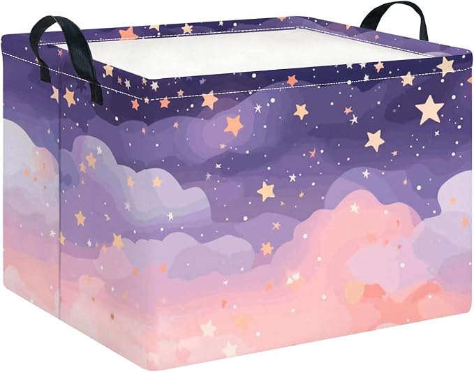 CLOCOR Rectangular Storage Bin,Waterproof Books Box,Gift Basket(Pink Sky)