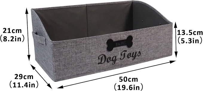 Large Dog Toy Basket Collapsible Dogs Toy Box Fabric Trapezoid Dog Toys Bin Storage for organizing pet Toys/Blankets/leashes/Rope Toys/Clothing-Can be Personalized-Gray