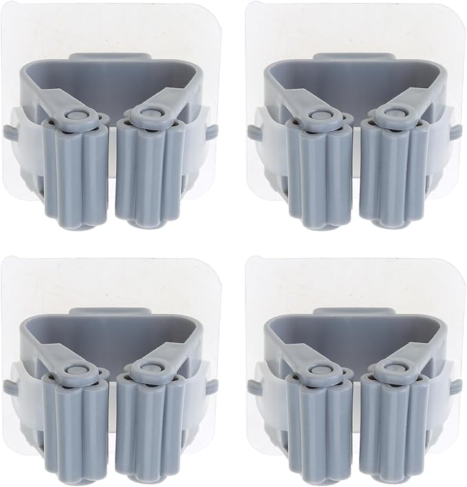 4-Pack Mop And Broom Holder Wall Mount Broom Grippers Holds Self Adhesive Drilling Broom And Dustpan Hanger For Home Wall Mount Broom Grippers