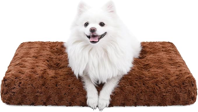 KSIIA Washable Dog Bed Medium Size Dog Crate Bed Pet Mat 29"x21" Brown | Deluxe Plush Comfy Kennel Pad, Anti-Slip Bottom,Deep Sleeping Mat for Medium Dogs,Machine Washable for Easy Cleaning