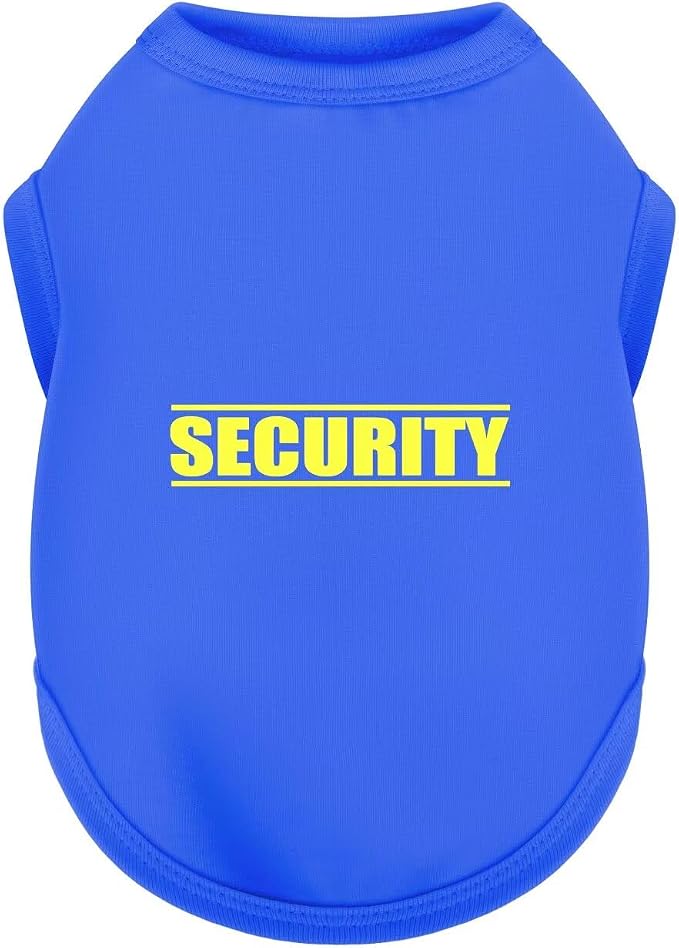 Discover Cozy Cotton Canine Wear: Soft, Lightweight, and Breathable Dog Shirt Vest with Eye-Catching Graphics(Security), Keeping Your Furry Friend Warm and Comfy! Blue M