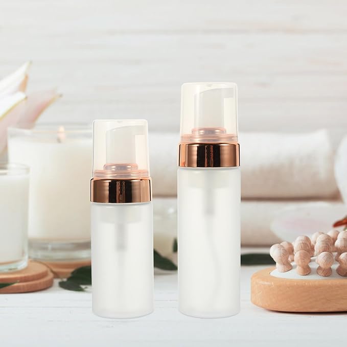 4pcs Pet Foam Pump Bottles Set Leak Proof Travel Cosmetic Containers with 3 Oz and 5 Oz Capacity, Stylish and Elegant Design for Daily Use at Home
