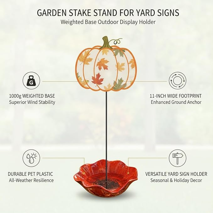 Weighted Garden Stake Stand for Yard Signs & Flags, Durable PET Plastic Outdoor Display Base, Stable Lawn Decoration Holder (Red, 1 Pack)