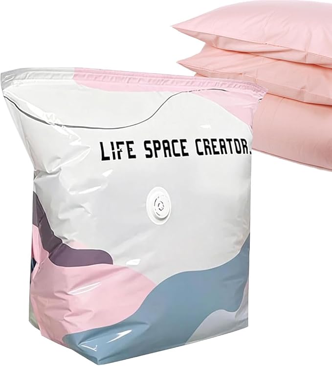 No Pump Vacuum Storage Bags - Airtight Portable Reusable Space Saver Pack | Storage Organizer, No Pump Vacuum Bags, Airtight Space Saving Design, Reusable Travel Storage, Protects Clothes and Bedding