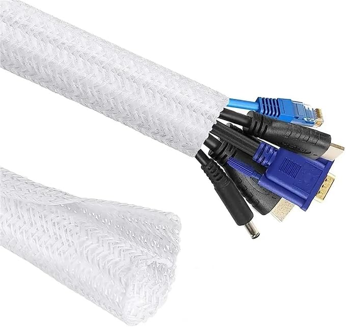 Expandable Cable Tidy Sleeve Cuttable Size PET Organiser Self Closing Insulated Wrap Suitable for USB Cables and Power Cords(9MM)