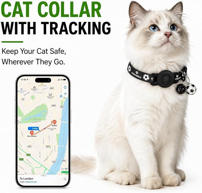 GPS Collar for Cats,Pet Tracker (Android Only) Smart tag,Waterproof Compatible with Google Find My,No Monthly Fee,Advanced Tracking Solution Smart Collar for Pet Safety Ideal Small Large Cats