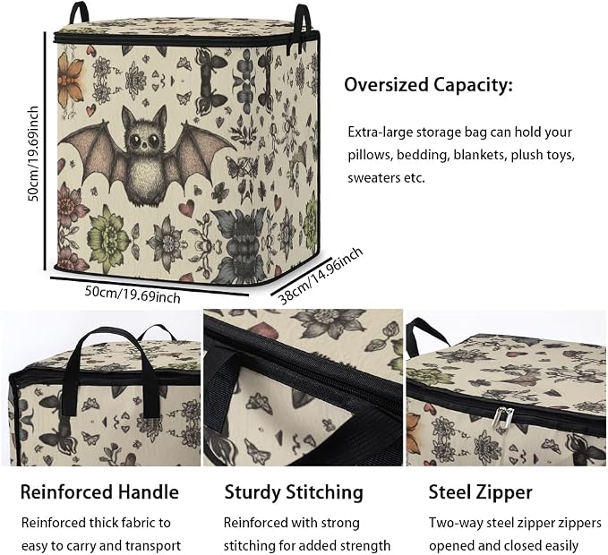 2pcs blanket storage bag for under bed,closet organizers 95L | clothing sweater sheet bedding comforter duvet quilt pillow toy storage bags with lids,dorm room essentials for containers
