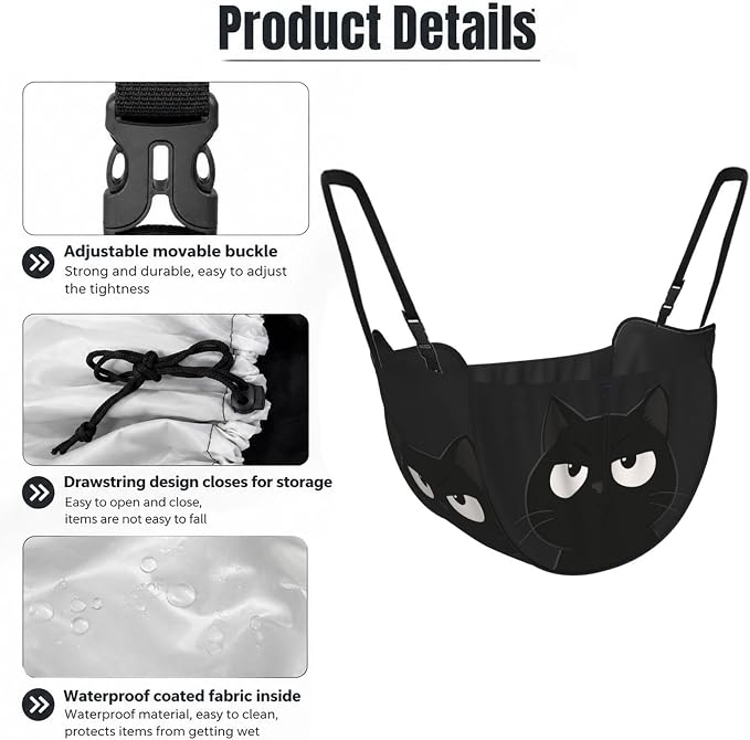 Black Cat Car Seat Organizer-Backseat Storage Bag for Travel | Waterproof Durable. Holds Snacks Gear Essentials. Fits Most Cars.