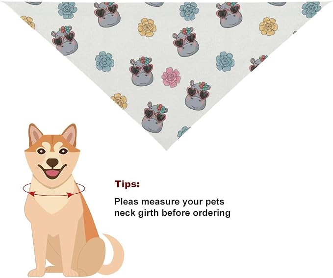 Lightweight and Comfortable Hippo with Heart Glasses Pet Scarf with Adjustable Design for Small to Large Cats and Dogs Casual Daily Use