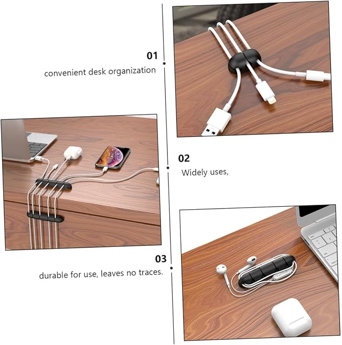 4pcs Multipurpose Cable Holder Clips Silicone Cord Organizer for Desk Home Office Easy to Install Durable Pet Cable Management