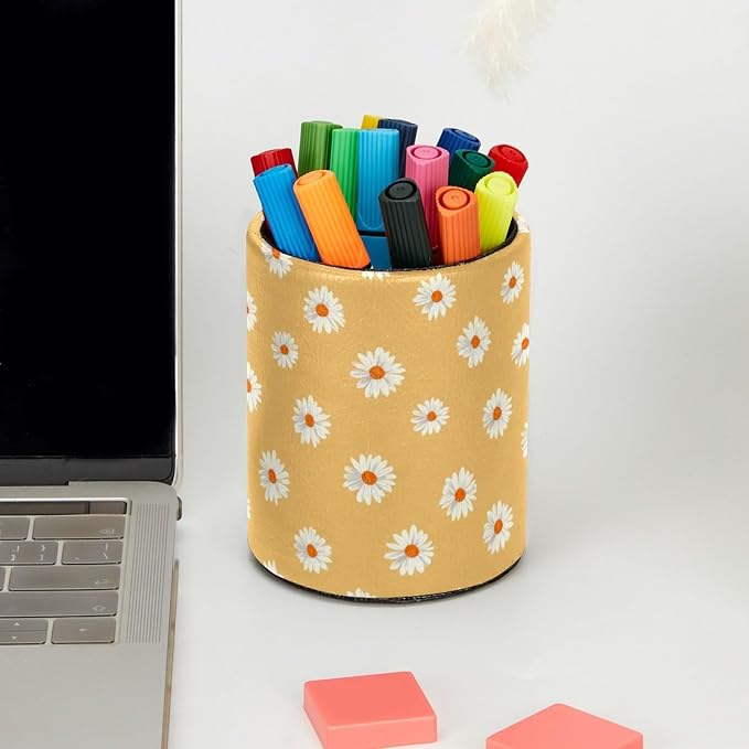 Daisy Pen Holder, Pencil Cup Marker Brush Holder Desk Storage Case, Desktop Organizer for School Office Home Supplies