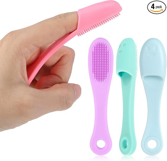 Qianyu Dog Toothbrush Soft Silicone Finger Toothbrush Dog Tooth Brushing Kit Cat Tooth Brush Teeth Cleaning Dental Care for Small and Large Pet 4 Pack
