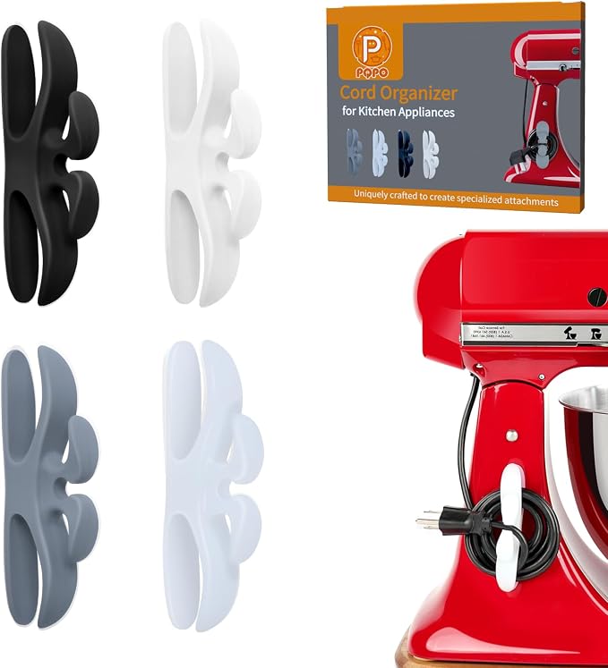 4 Pack Cord Organizer for Kitchen Appliances, Stick On Appliance Wire Organizer Wire Wrapper for Kitchen Appliances Stand Mixers (Mix Colors)